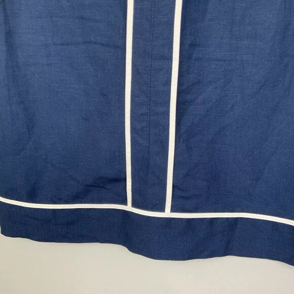 Banana Republic Sz 2 Navy Blue White Trim Linen Short Sleeved Shift Dress Mod - Picture 4 of 7